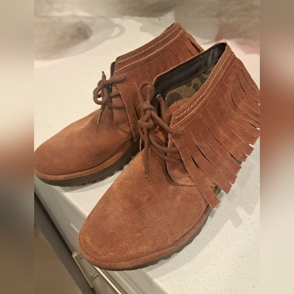 FLY LONDON Suede Fringed Ankle Boots - 39 (8) - Picture 2 of 3